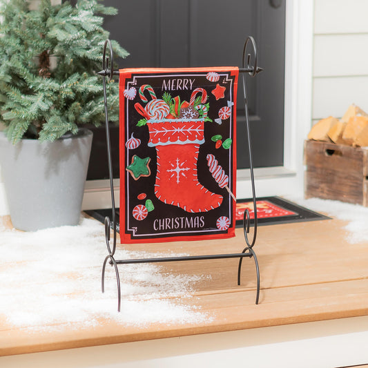 Merry Christmas Stocking Lustre Garden Flag