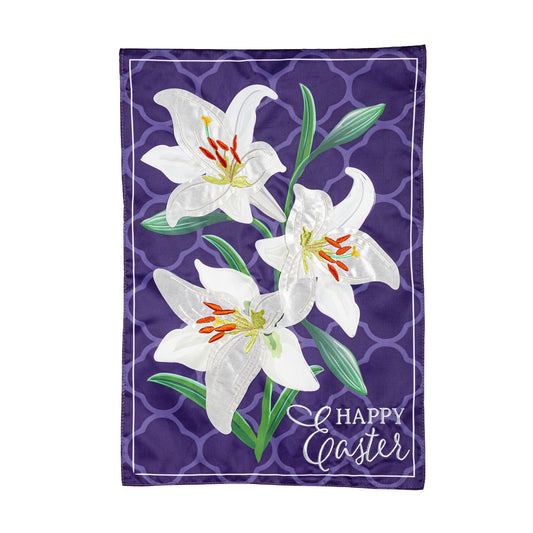 Easter Lily Applique Garden Flag