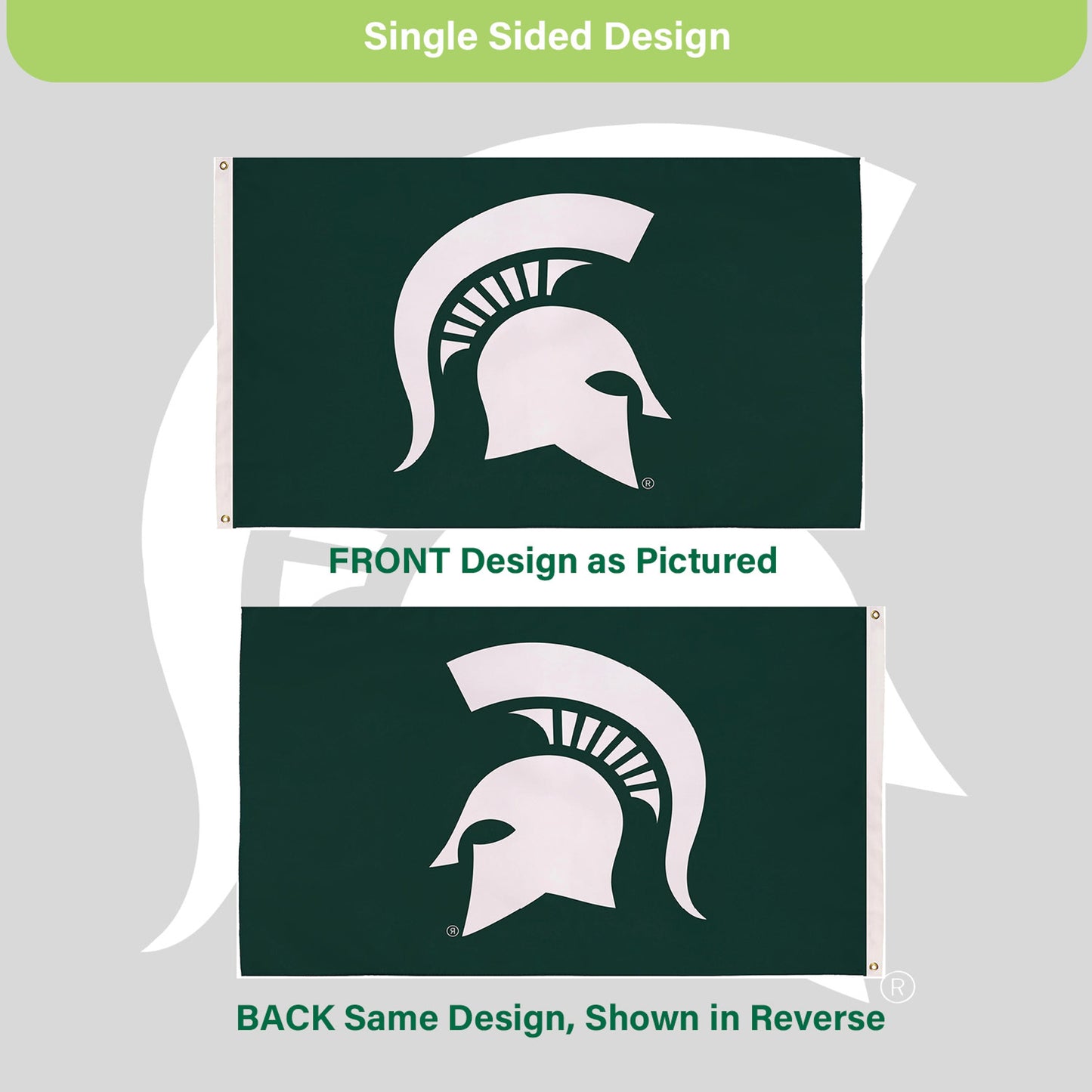 Michigan State University Single Sided Estate Flag with 2 Grommets, 3'x5'