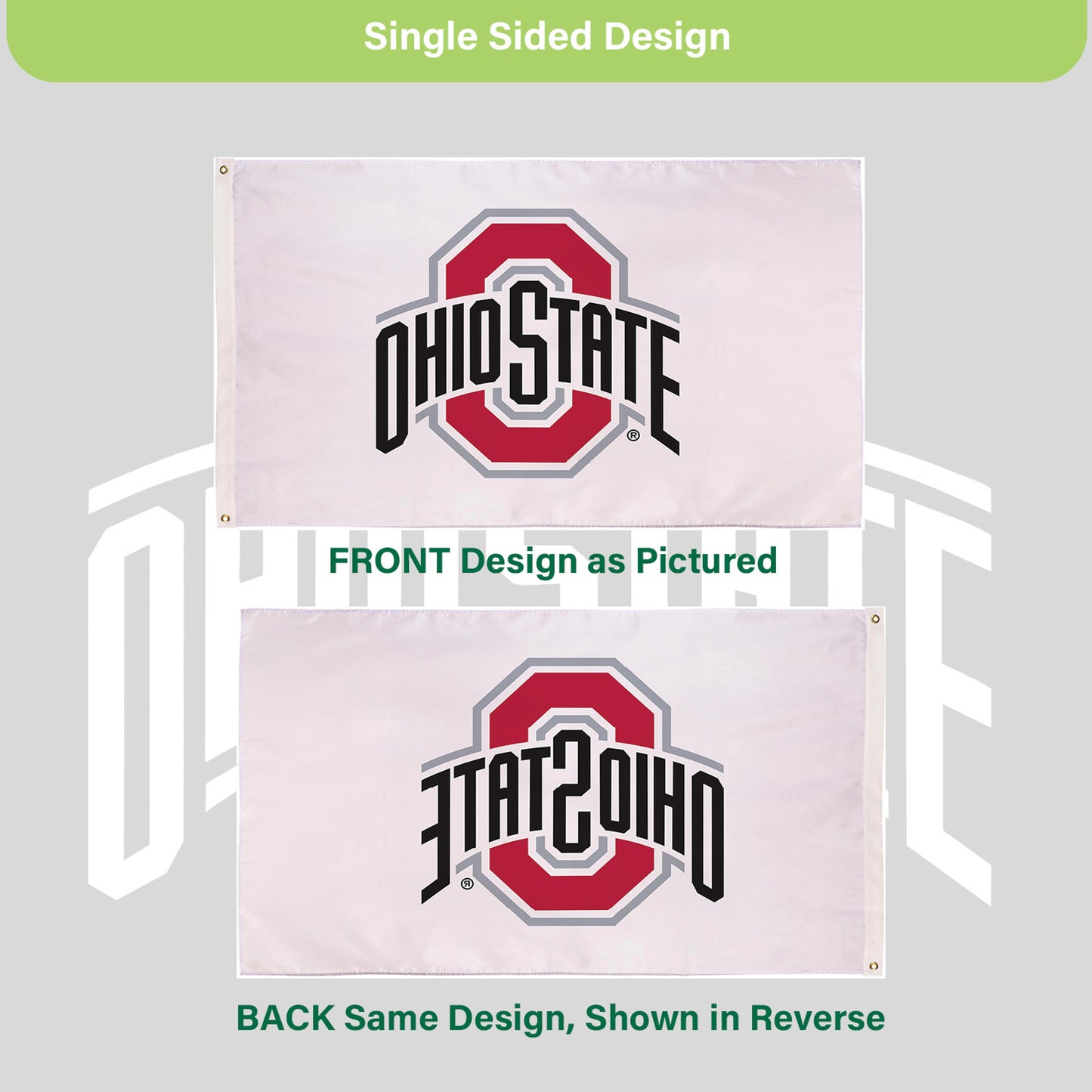 Ohio State University Single Sided Estate Flag with 2 Grommets, 3'x5'