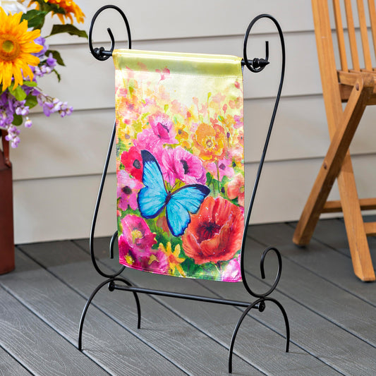 Butterfly Sunset Garden Lustre Flag