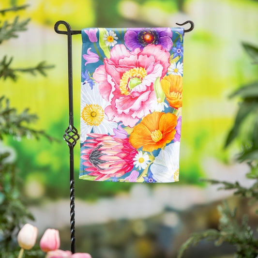 Bold Flowers Suede Garden Flag