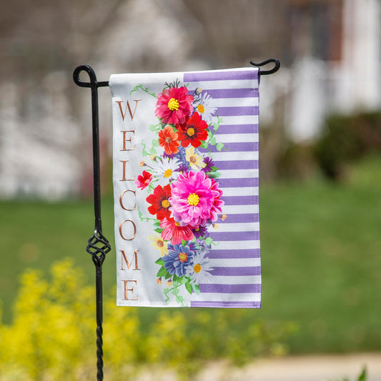 Divided Floral Garden Burlap Flag