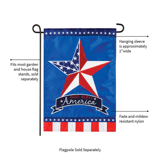 Patriotic Country Star Garden Applique Flag
