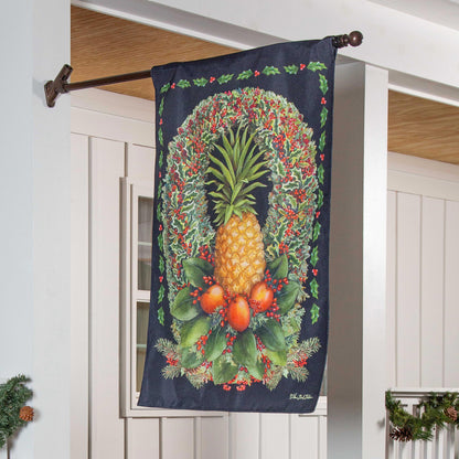 Christmas Pineapple Wreath Burlap House Flag