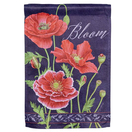Red Poppies Bloom Suede Garden Flag