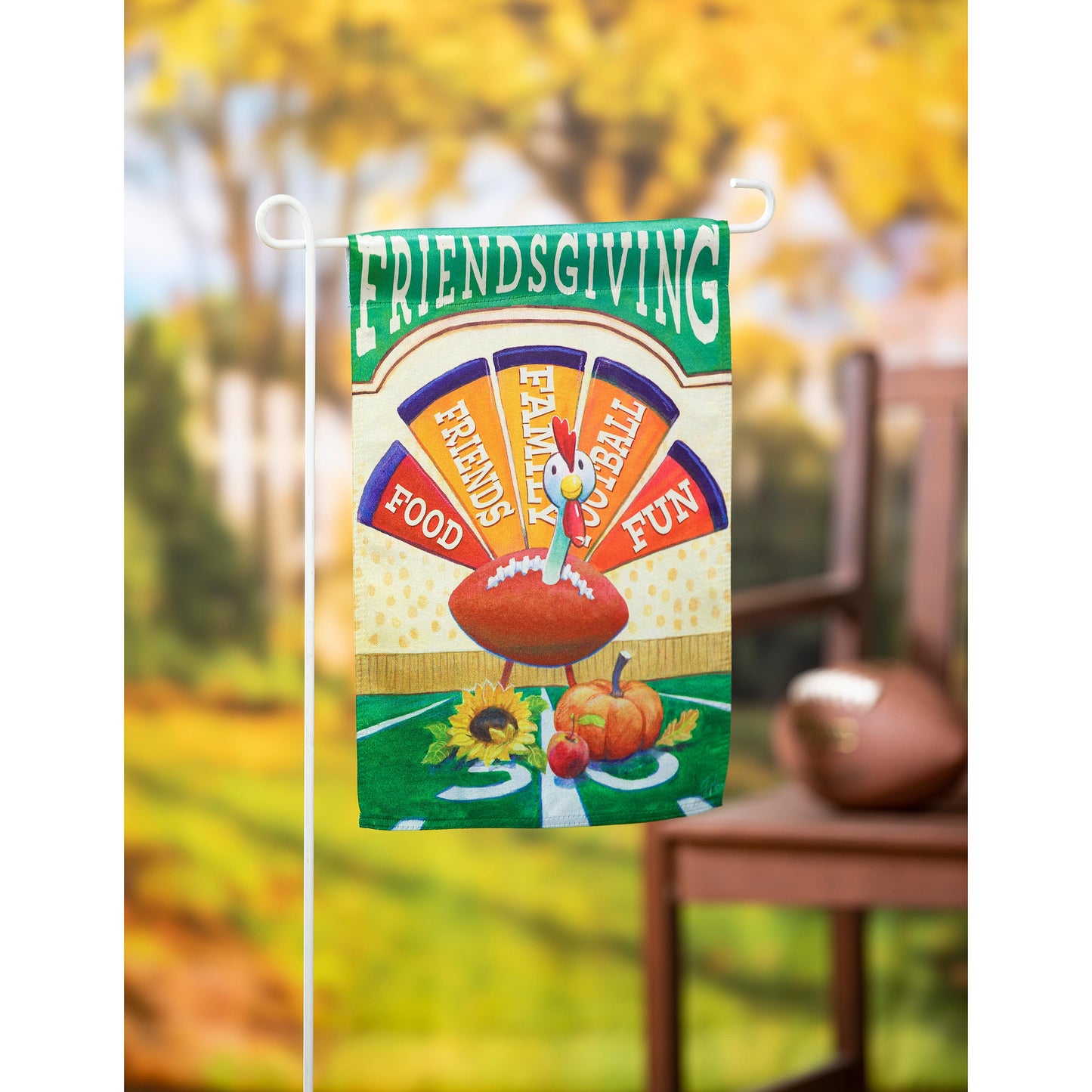 Friendsgiving Turkey Garden Lustre Flag