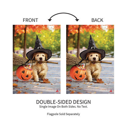 Goldens With Broom Suede Garden Flag