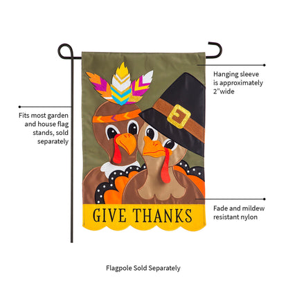 Pilgrim Couple Garden Applique Flag
