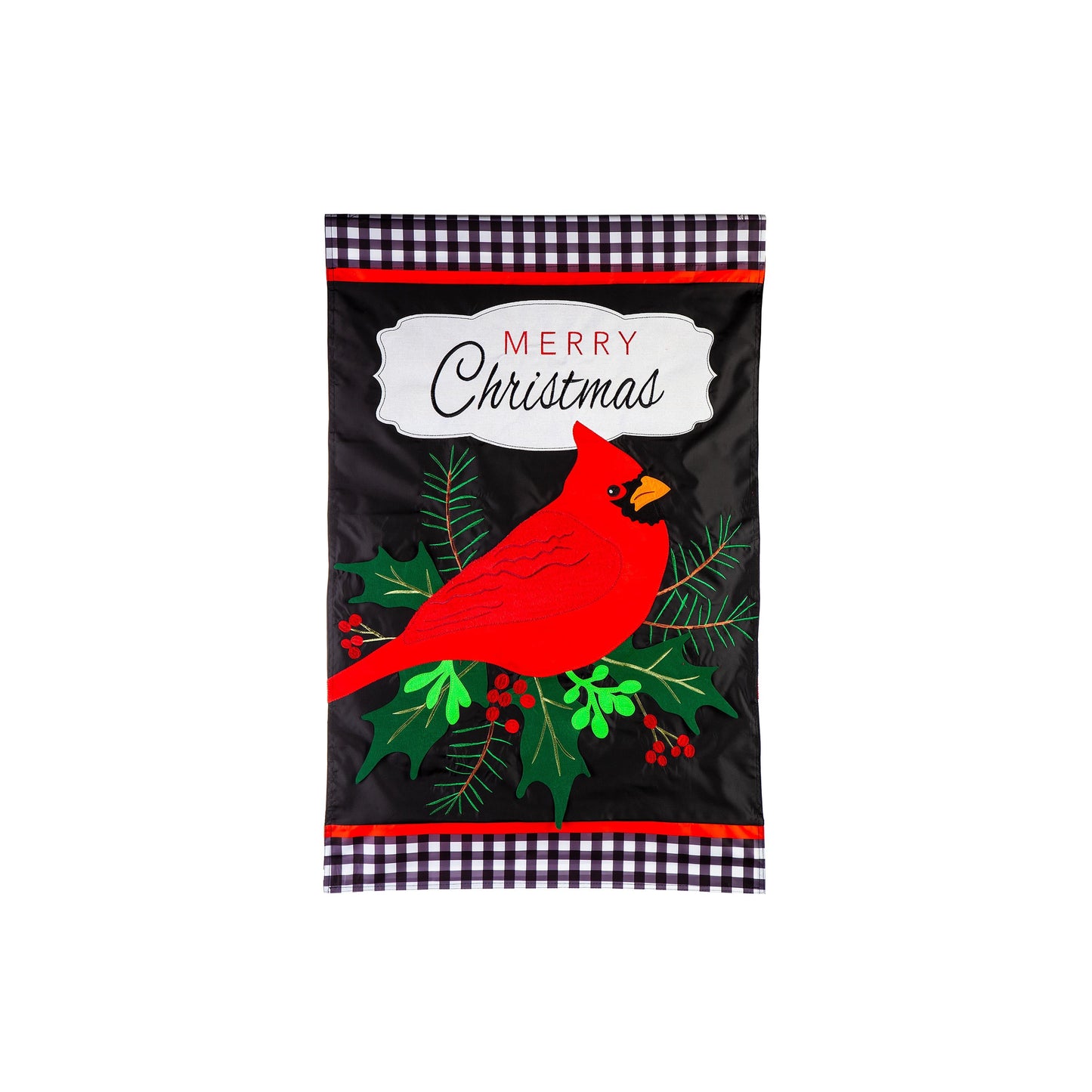 Merry Christmas Cardinal Applique House Flag
