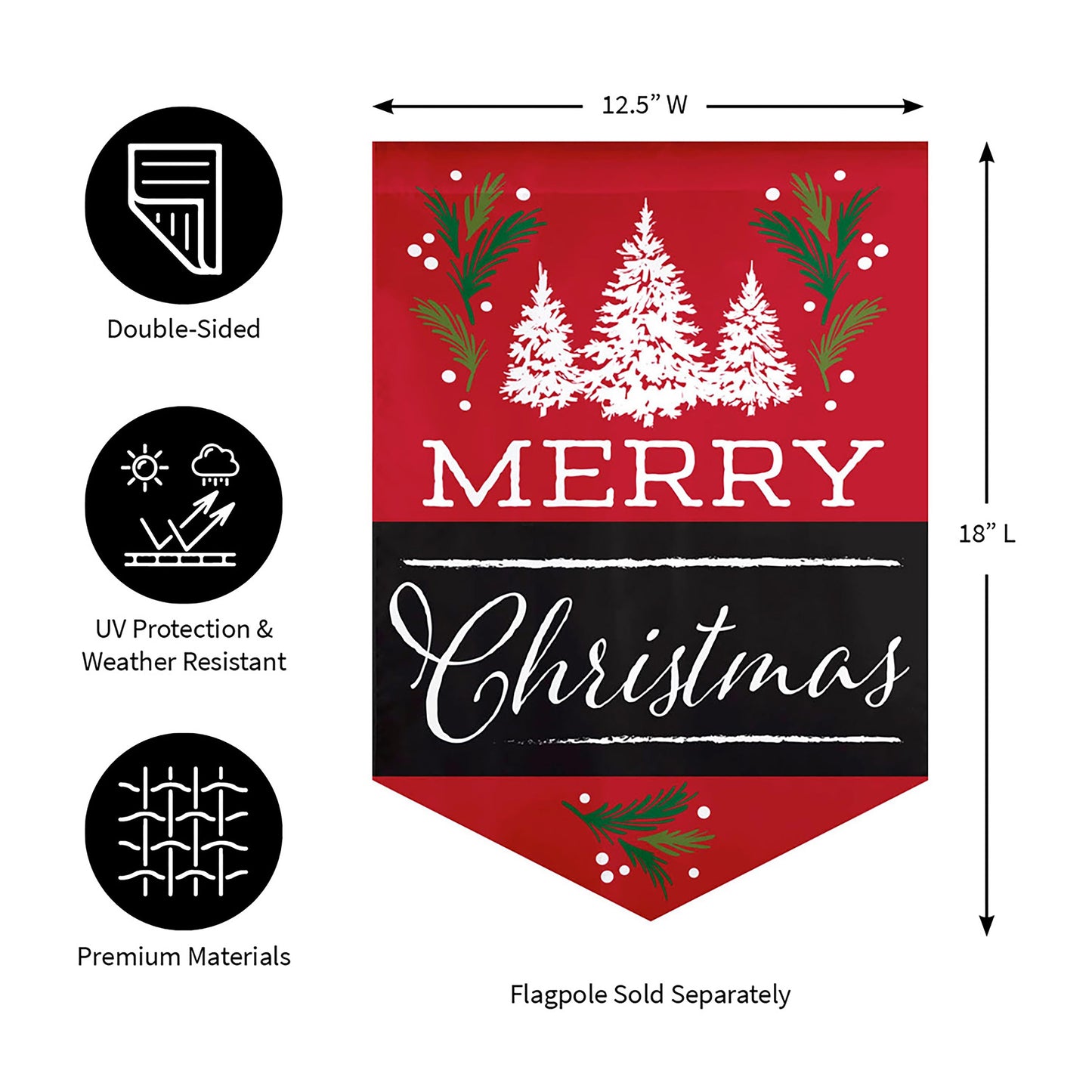 Merry Christmas Garden Burlap Flag