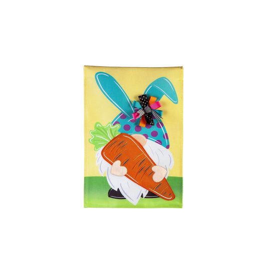 Gnome Bunny Garden Burlap Flag