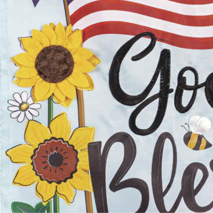 God Bless Patriotic Applique Garden Flag