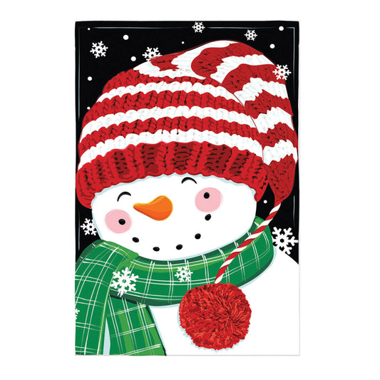 Cheerful Snowman Applique House Flag