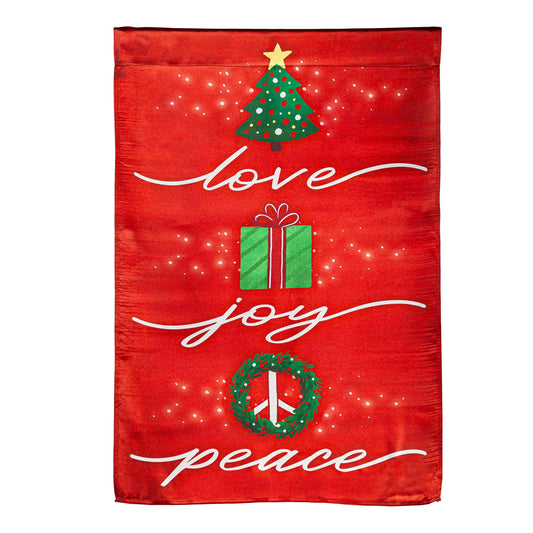 Love, Joy, Peace Lustre House Flag