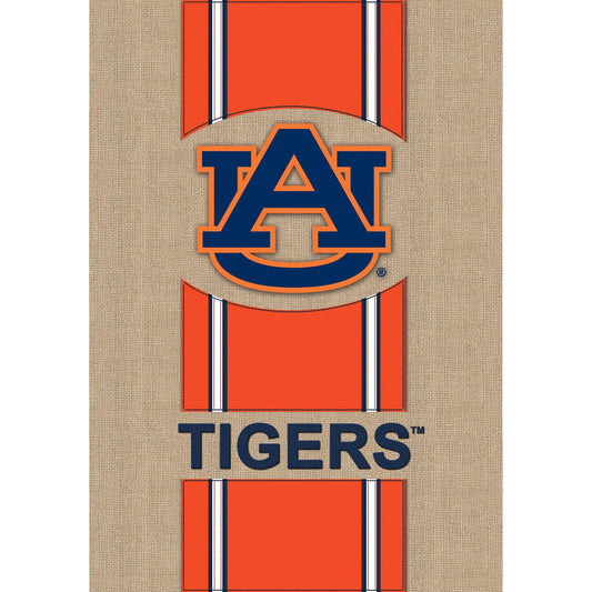 Auburn University Tigers Burlap Stripe Logo Garden Flag