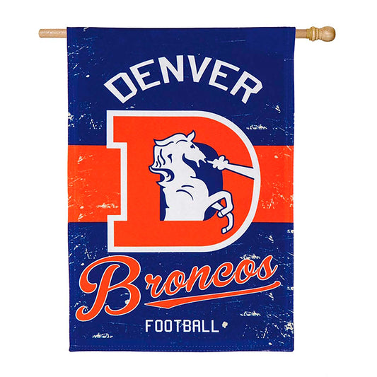 Double-Sided Vintage Graphic NFL Team Pride Linen House Flag, Denver Broncos