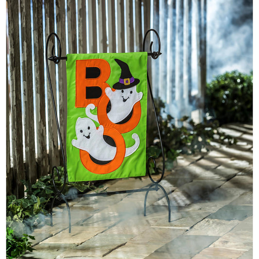 BOO Ghosts Garden Applique Flag