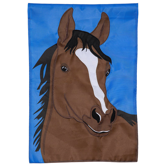 Single Horse Basic Applique Garden Flag