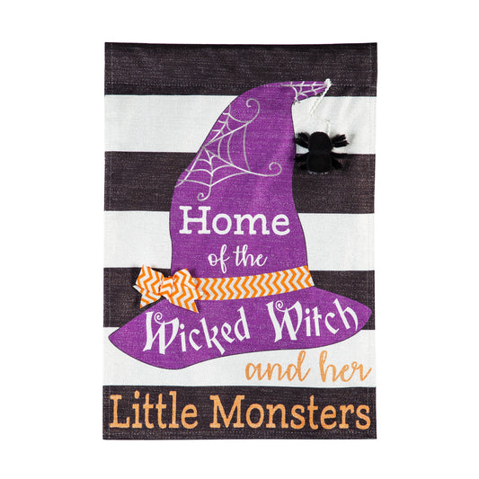 Wicked Witch and her Little Monsters Garden Linen Flag
