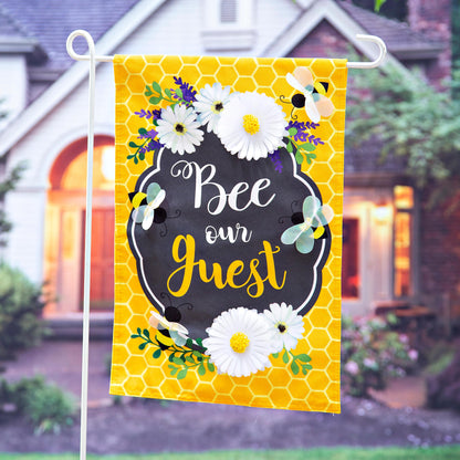 Bee Our Guest Frame Garden Linen Flag