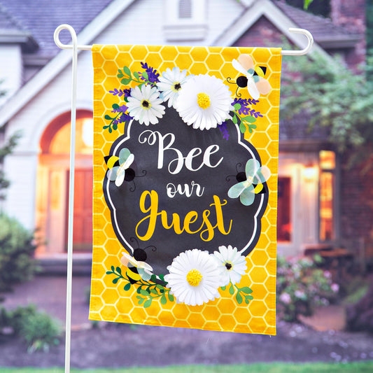 Bee Our Guest Frame Garden Linen Flag