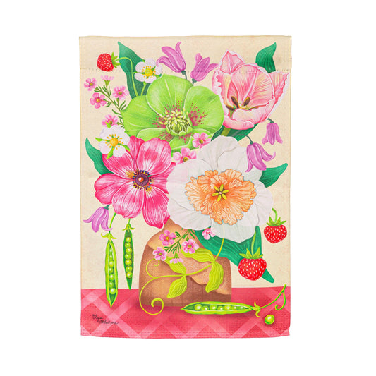 Happy Garden Flowers Suede House Flag