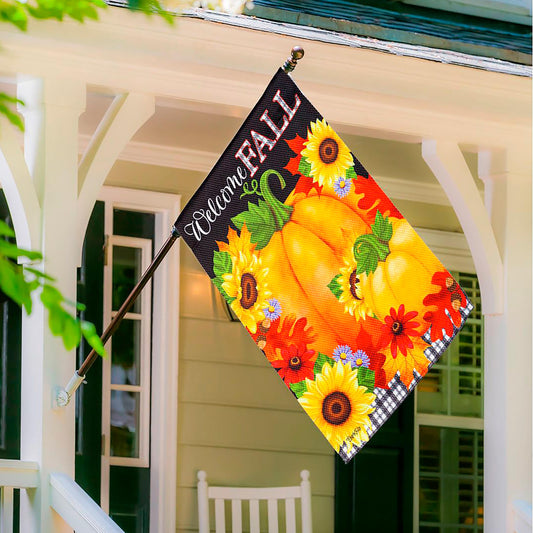 Welcome Fall House Textured Suede Flag