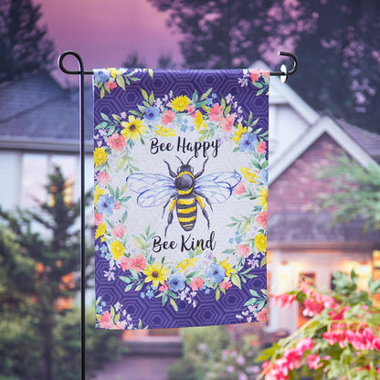 Bee Happy Bee Kind Garden Suede Flag