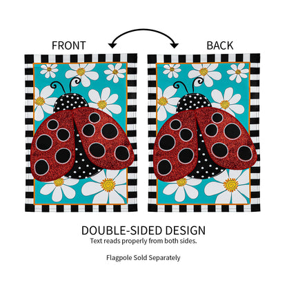 Ladybug with Daisies Garden Applique Flag