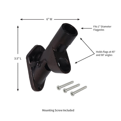 2-Position Cast Iron House Flag Bracket, Black