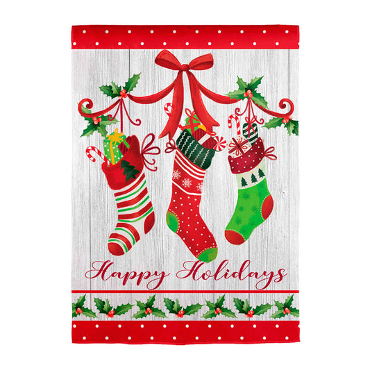 Merry Christmas Stocking Applique House Flag