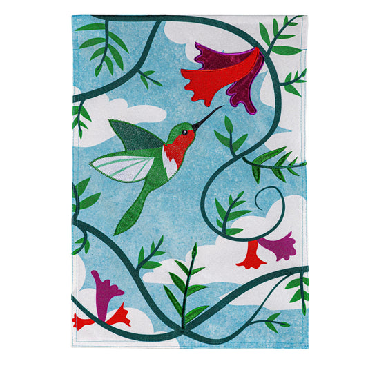 Hummingbird Applique House Flag