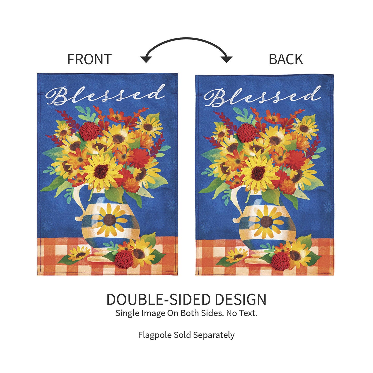 Blessed Floral Arrangement Garden Linen Flag