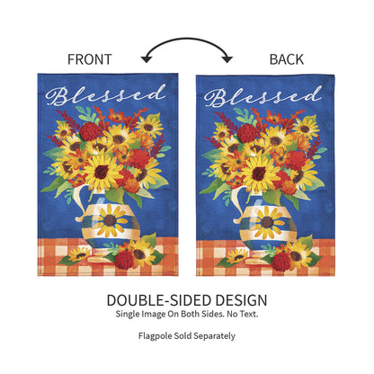 Blessed Floral Arrangement Garden Linen Flag
