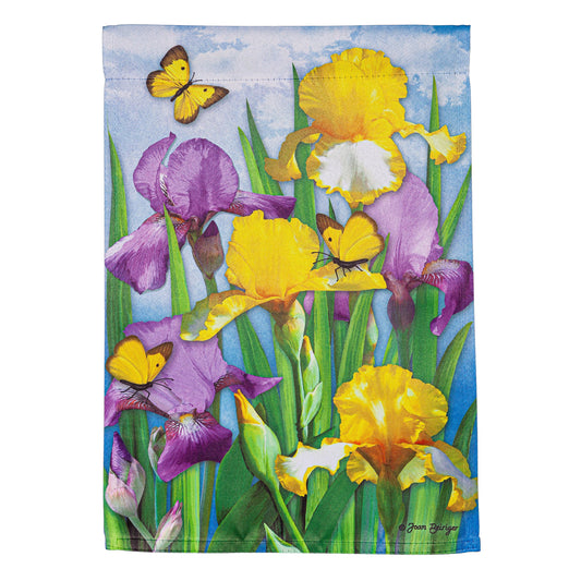 Irises in Spring Suede Garden Flag