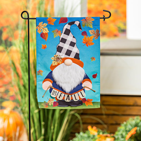 Fall Gnome Garden Linen Flag