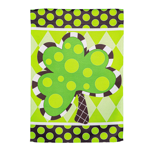 Patterned Shamrock Suede Garden Flag
