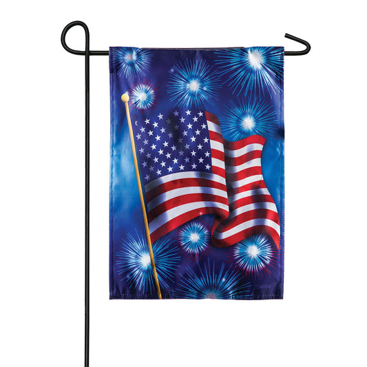 Waving Flag & Fireworks Solar LED Garden Flag