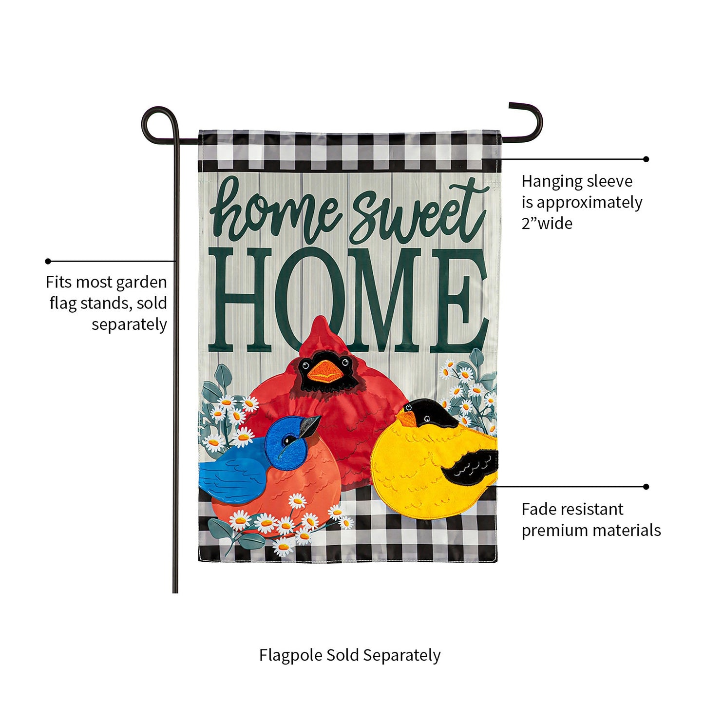 Portly Birds Garden Applique Flag