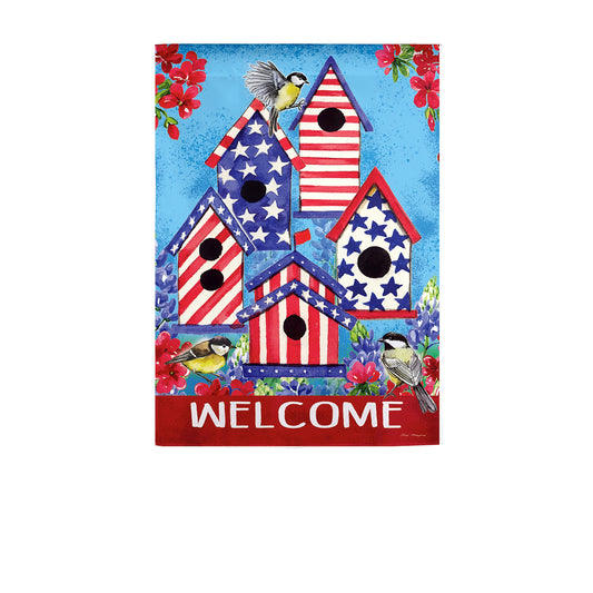 Patriotic Birdhouses Garden Textured Suede Flag