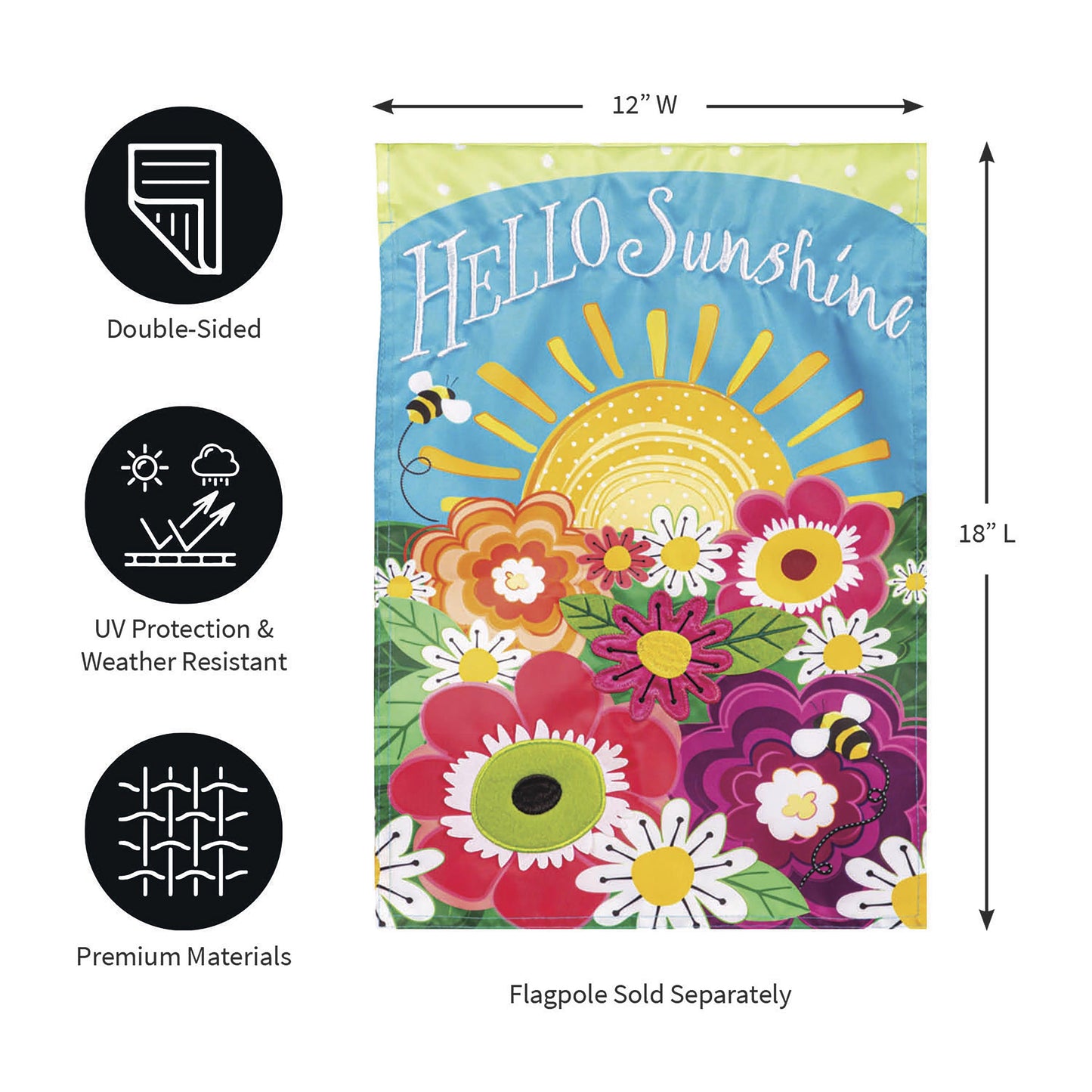 Hello Sunshine Applique Garden Flag