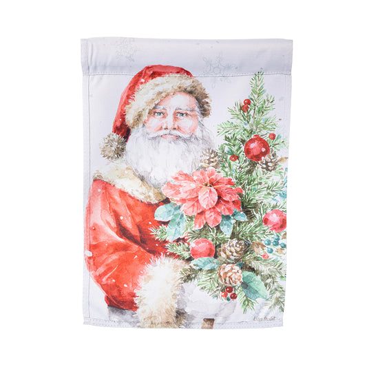 Santa and Christmas Tree Suede Garden Flag