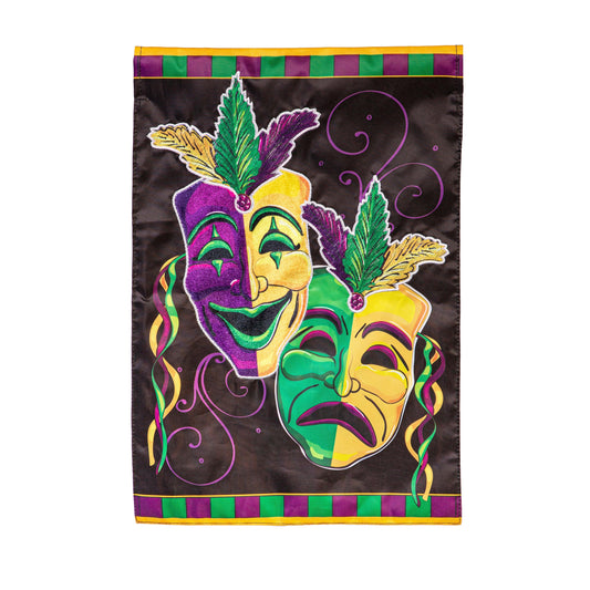 Mardi Gras Theater Mask Applique Garden Flag