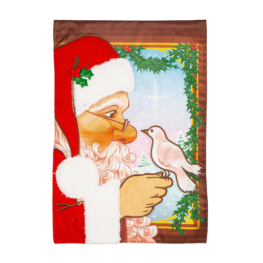 Santa and Dove Applique Garden Flag