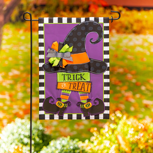 Trick Or Treat Witch Applique Garden Flag