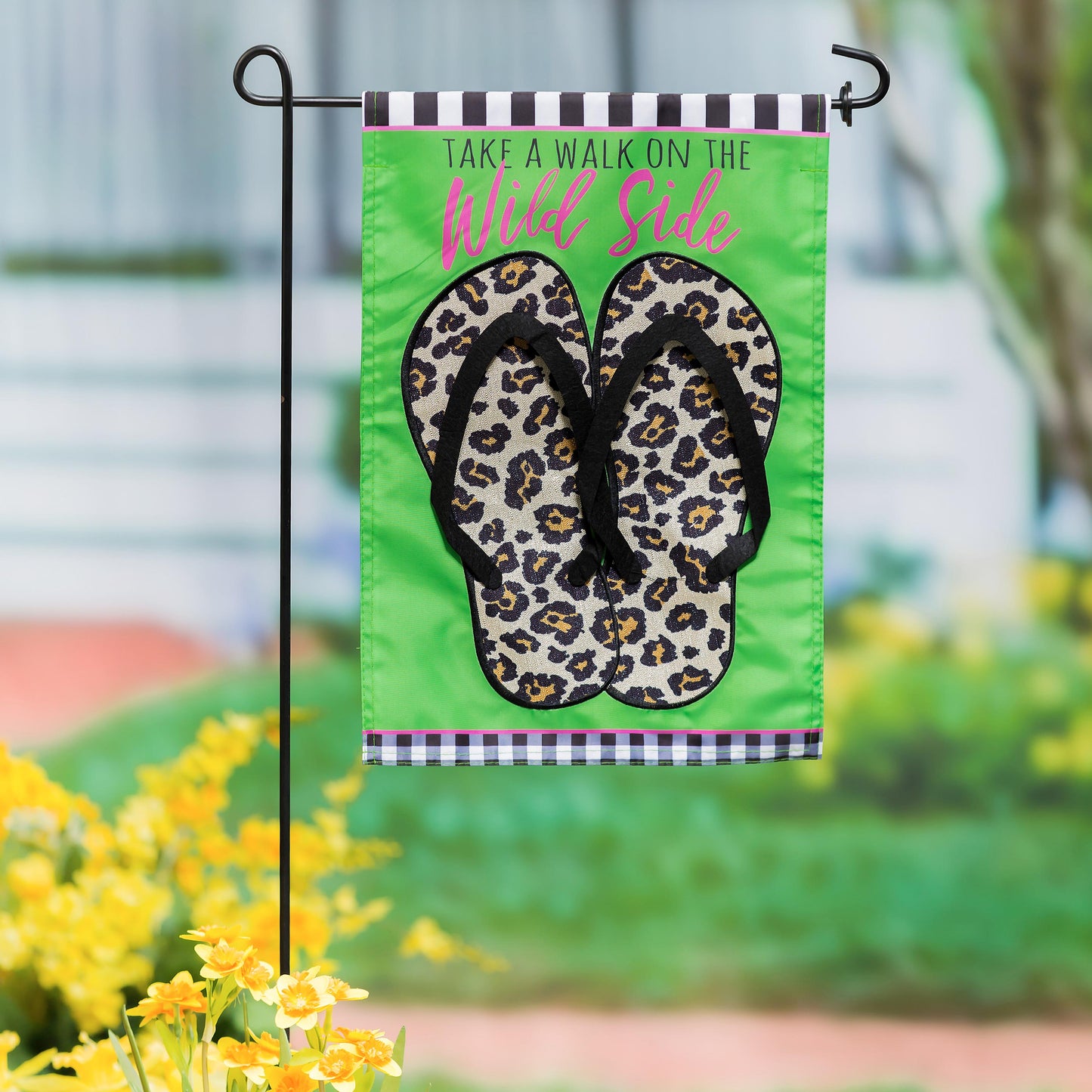 Animal Print Flip Flops Garden Applique Flag