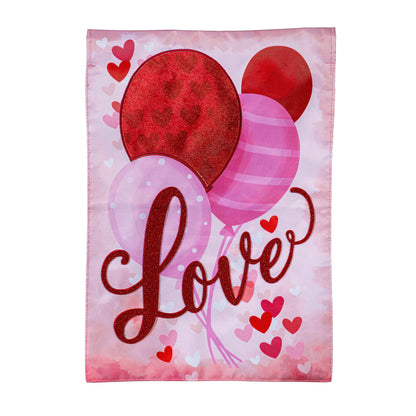 Valentine Love Balloon Applique Garden Flag