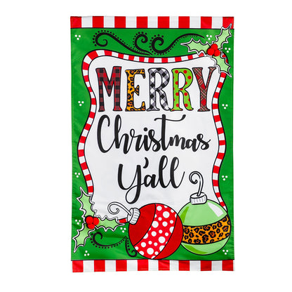 Merry Christmas Y'all Applique House Flag
