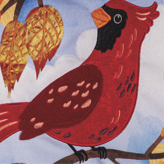 Cardinal in Fall Tree Applique Garden Flag
